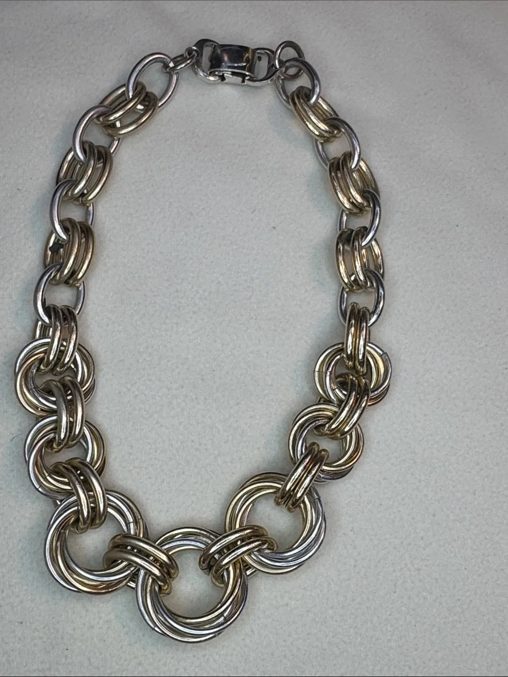Trifari Two-Tone Gold and Silver Interlocking Link Necklace
